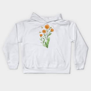 Wildflower Calendula honey bee Kids Hoodie